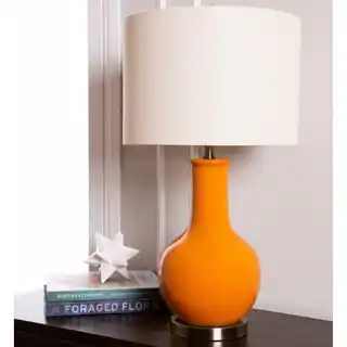 Abbyson Gourd Orange Ceramic Table Lamp