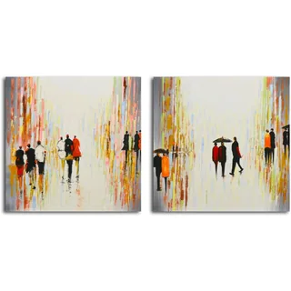 'Rainy Day Breaking' Original Painting on Canvas - Set of 2
