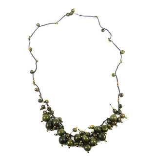 Handmade Faire Collection Cloud Forest Necklace in Military Green (Ecuador)