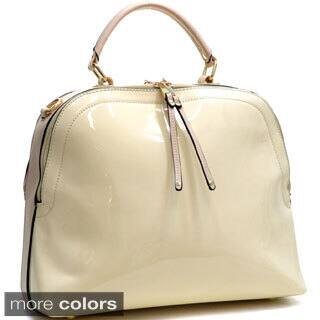 Dasein Faux Leather Dome Satchel with Shoulder Strap