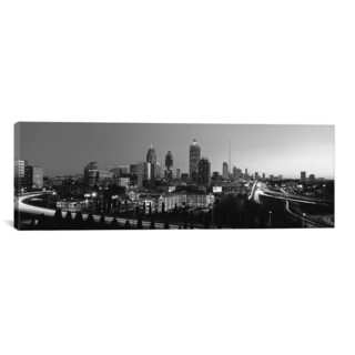 iCanvas Atlanta Panoramic Skyline Cityscape (Black & White) Canvas Print Wall Art