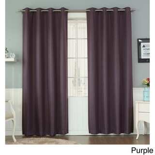 Aurora Home Basketweave Linen Look Room Darkening Blackout Grommet Curtain Panel Pair