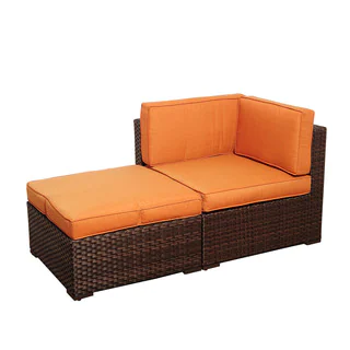 Atlantic Modena 2-piece Brown Wicker Seating Set with Orange Cushions