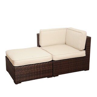 Atlantic Modena 2-piece Brown Wicker Seating Set with Off-White Cushions