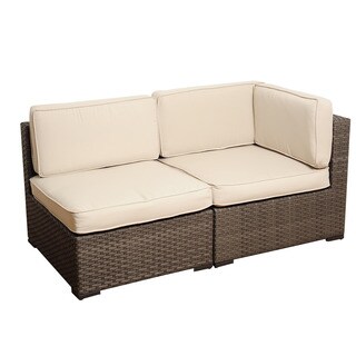 Atlantic Modena 2-piece Grey Wicker Seating Set with Off-White Cushions