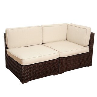 Atlantic Modena 2-piece Brown Wicker Seating Set with Off-White Cushions