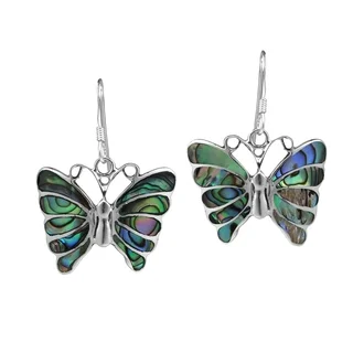 Stunning Butterfly Inlay Sterling Silver Dangle Earrings (Thailand)