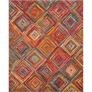 Hand-tufted Cotton Transitional Abstract Sari Squares Rug (5' x 8')