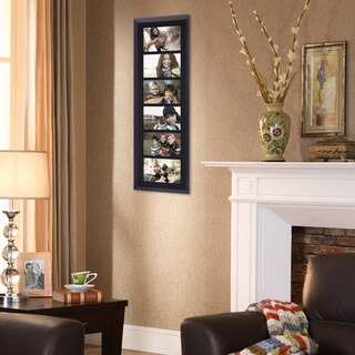 Adeco 6-opening Decorative Black Wood Wall Hanging 4 x 6-inch Divided Photo Frames