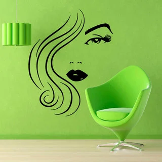Woman Sexy Face Beauty Spa Black Hair Salon Decor Sticker Vinyl Wall Art