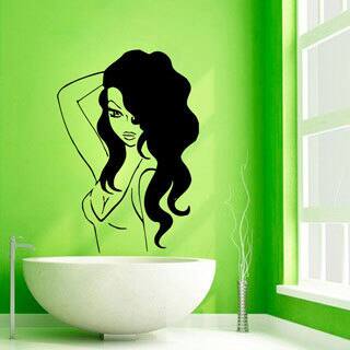 Girl Face Beauty Spa Hair Salon Black Vinyl Sticker Wall Art Décor