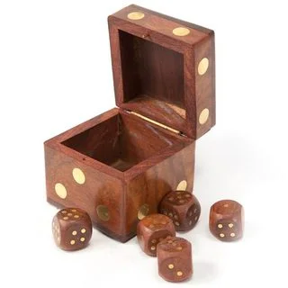 Hand-carved Rosewood Dice Box (India)