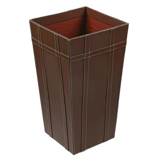 Tall 22 inch Brown Leather Basket