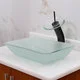 Rectangle Frosted Tempered Glass Bathroom Vessel Sink - Thumbnail 8