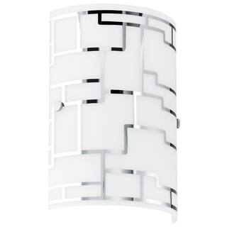 Eglo Bayman - 1 x 60W Wall Light w/Chrome Finish & White Decor Glass