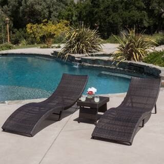 Acapulco Outdoor 3-piece Wicker Chaise Lounge Set by Christopher Knight Home