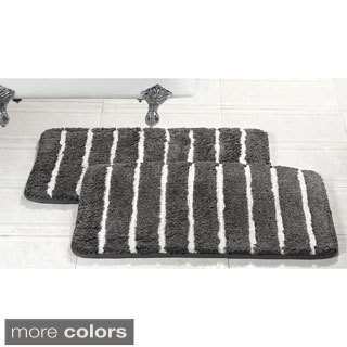 Elegance Spa 20x32-inch Cotton Striped Memory Foam Bath Rug (Set of 2)