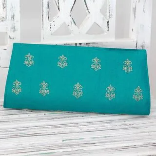 Handcrafted Embroidered 'Royal Turquoise' Clutch (India)