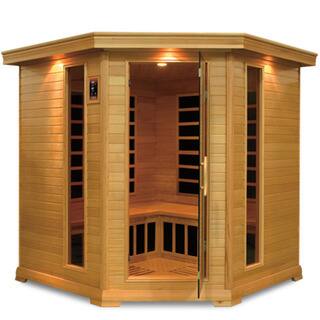 GDI Royal 4 to 5-person Far Infrared Carbon Hemlock Wood Corner Sauna