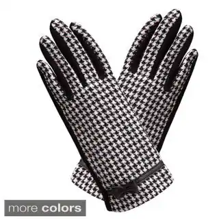 Fashion Houndstooth Bow Gloves