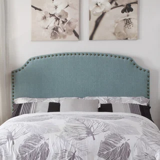 Furniture of America Emira Adjustable Light Blue Flax Upholstered Headboard