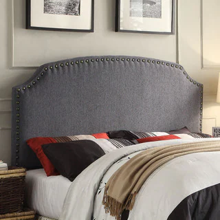 Furniture of America Emira Adjustable Grey Flax Upholstered Headboard
