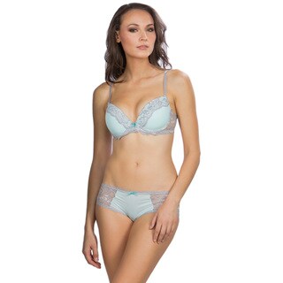Hers by Herman Women's Mint Green Push-up Bra and Panty Set