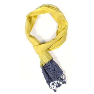 Yellow Dyed Crochet Scarf (India)