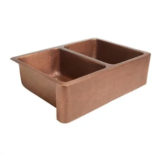 Sinkology Rockwell Farmhouse Apron Front Double Bowl 33-inch Copper Kitchen Sink