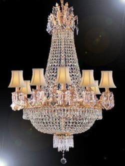 French Empire Empress Crystal Chandelier Lighting With Shades H40 x W30