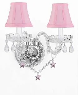 Wall Sconce Lighting With Crystal Pink *Stars* Perfect for Kids & Girls