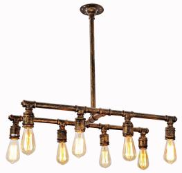 8 light vintage industrial island water pipe chandelier with copper finish