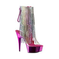 Women's Pleaser Delight 1017RSF Ankle Boot Clear PVC/Multi/Fuchsia Chrome