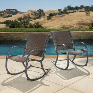 Gracie's Outdoor Wicker Rocking Chair (Set of 2) by Christopher Knight Home