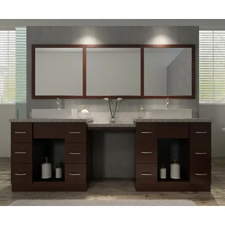 Roosevelt 97-inch Double Sink Vanity Set in Walnut with Makeup Table