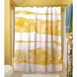 Thumbprintz Summer Florals Yellow Stripe Shower Curtain
