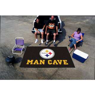 Fanmats Machine-made Pittsburgh Steelers Black Nylon Man Cave Ulti-Mat (5' x 8')