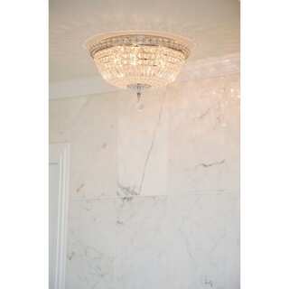 French Empire 6-light Full Lead Clear Crystal Chrome Finish 16-inch Round Flush Mount Ceiling Light