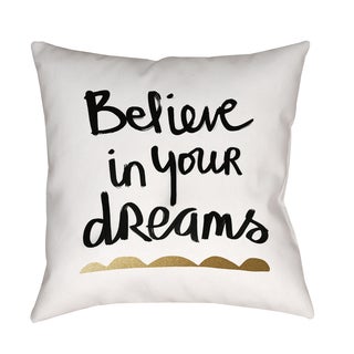 Thumbprintz Believe White and Gold Decorative Pillow