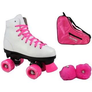 Epic Pink Princess Quad Roller Skates 3-piece Bundle
