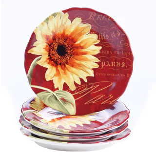 Certified International Paris Sunflower 8.75-inch Salad/Dessert Plates (Set of 4)