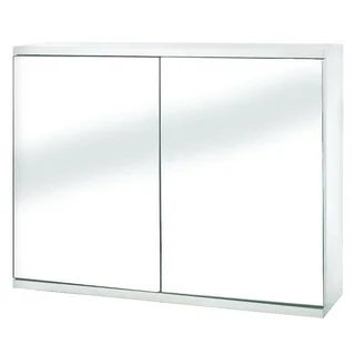 Simplicity 23.7-inch Double Door Mirrored Cabinet in White