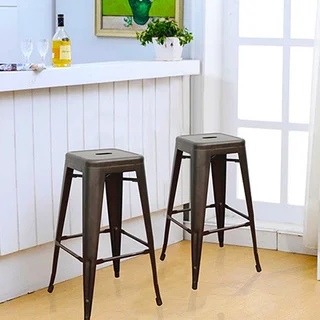 Adeco 30 inch Metal Tolix Style Industrial Chic Chair Counter Stool Barstool