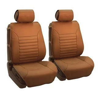 FH Group Tan Multifunctional Quilted Leather Seat Cushion Pads (Set of 2)