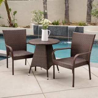 Nelson Outdoor 3-piece Wicker Bistro Set by Christopher Knight Home