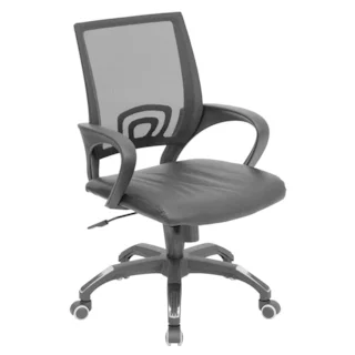 Mid-Back Mesh Computer Chair with Leather Seat