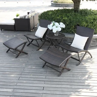 Portfolio Aldrich Brown Indoor/Outdoor 5-piece Chair/Table Resin Wicker Set