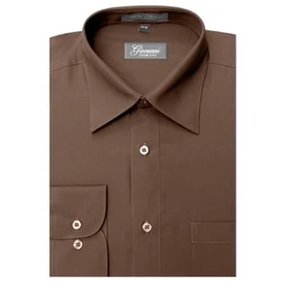 Giovonni Men's Brown Convertible Cuff Dress Shirt