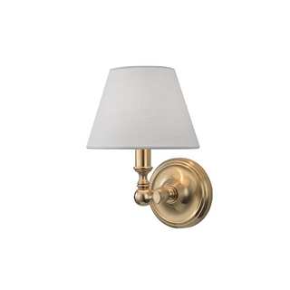 Hudson Valley Sidney 1-light Brass Sconce with White Linen Shade
