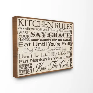 Stupell 'Kitchen Rules' Typography Canvas Wall Art